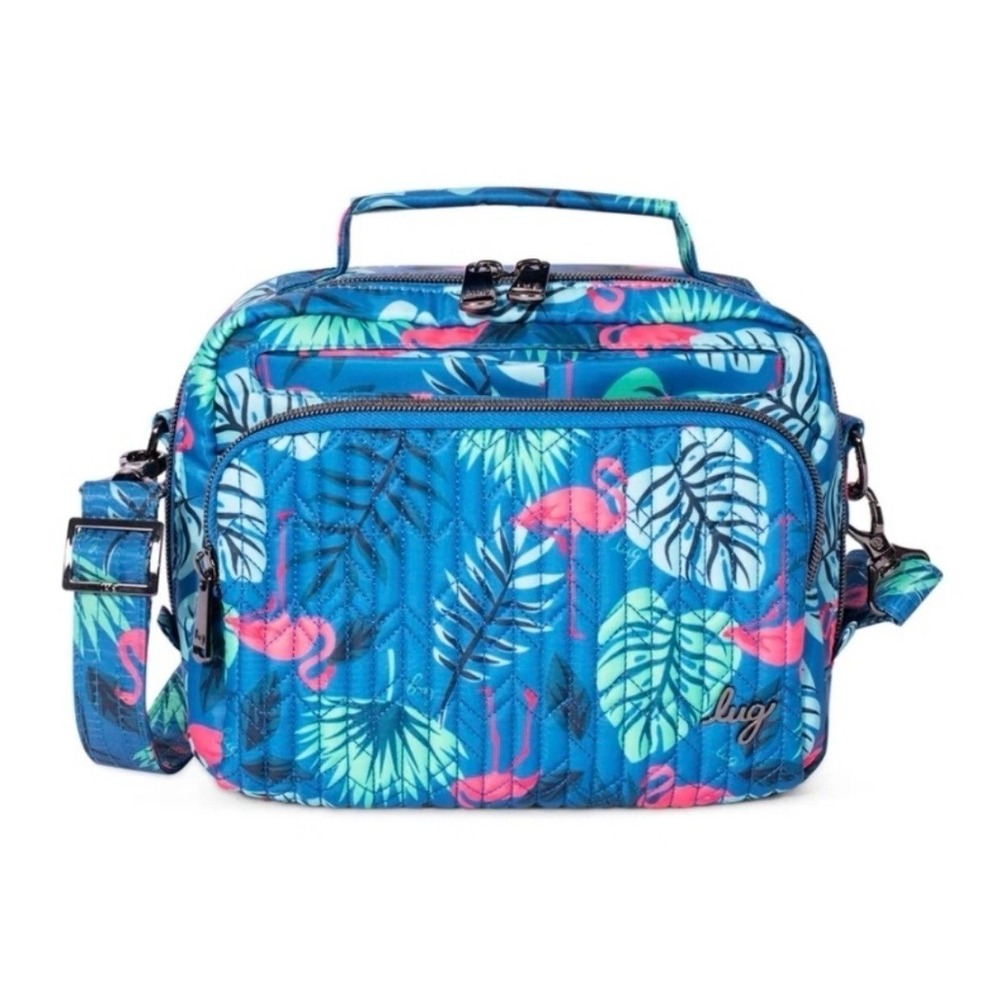 NWT Lug Mini Ranger Crossbody Bag Flamingo Blue RFID Quilted Travel Purse - Picture 2 of 12
